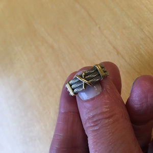 Cable steel two-tone ring - Size 6